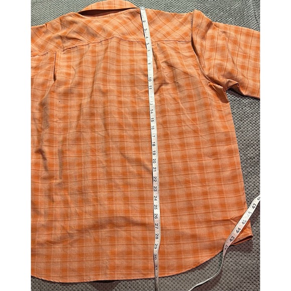 Orvis Shirt Mens XXL Plaid Orange Buttoned Short Sleeve Vents Campcore Cabincore - Picture 5 of 6